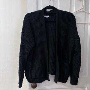 American Eagle Outfitters Black Ribbed Open-Front Cardigan